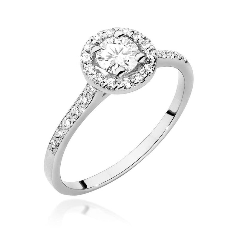 Inel Aur 9K cu Safir Alb 0.60 ct si Diamante Naturale 0.24 ct, imaginea 4 din 6