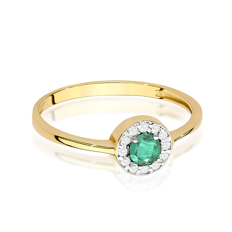Inel Aur 9K cu Smarald 0.30 ct si Diamante Naturale 0.10 ct, imaginea 2 din 8