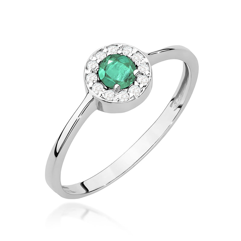 Inel Aur 9K cu Smarald 0.30 ct si Diamante Naturale 0.10 ct, imaginea 5 din 8