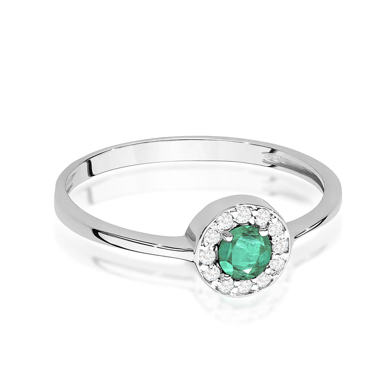 Inel Aur 9K cu Smarald 0.30 ct si Diamante Naturale 0.10 ct, imaginea 6 din 8