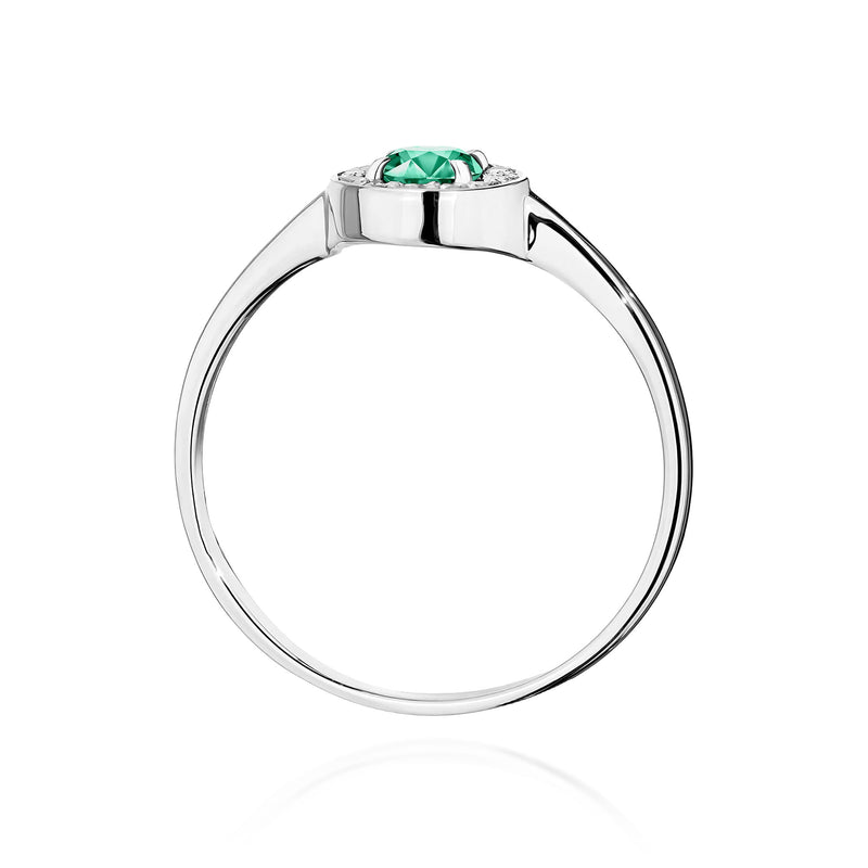 Inel Aur 9K cu Smarald 0.30 ct si Diamante Naturale 0.10 ct, imaginea 7 din 8