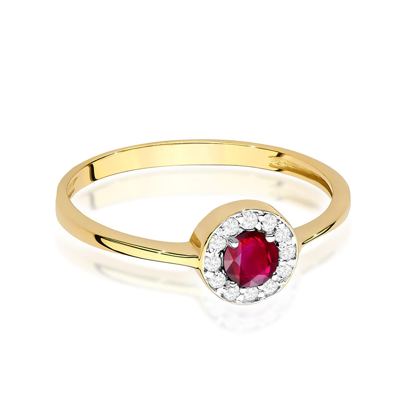 Inel Aur 9K cu Rubin 0.30 ct si Diamante Naturale 0.10 ct, imaginea 2 din 8
