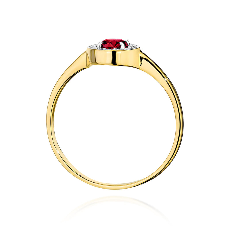 Inel Aur 9K cu Rubin 0.30 ct si Diamante Naturale 0.10 ct, imaginea 3 din 8