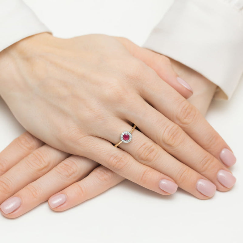 Inel Aur 9K cu Rubin 0.30 ct si Diamante Naturale 0.10 ct, imaginea 4 din 8