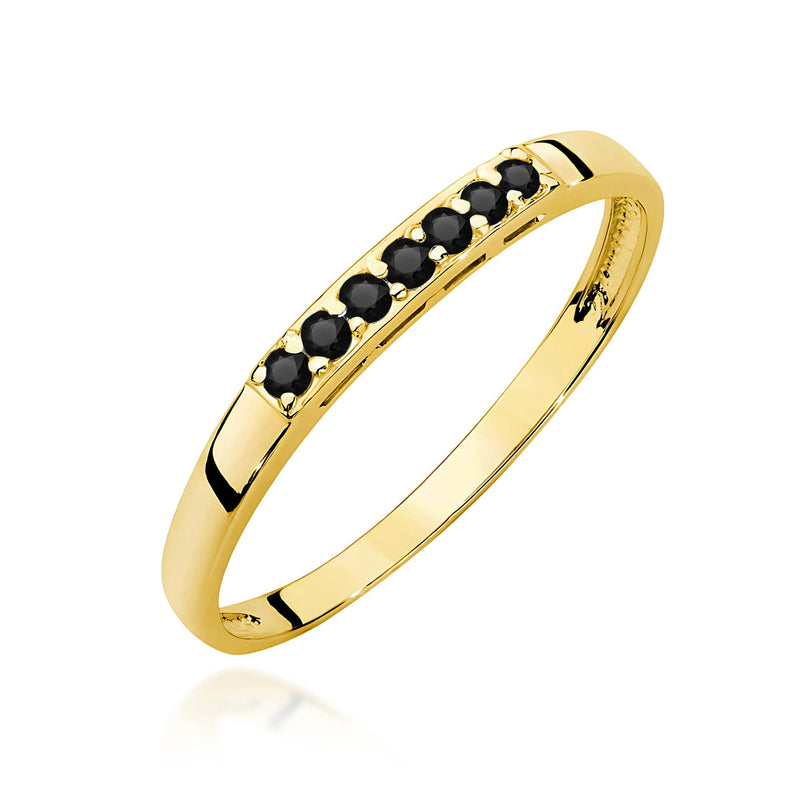 Inel Aur 9K cu Diamante Naturale Negre 0.22 ct — Aur galben
