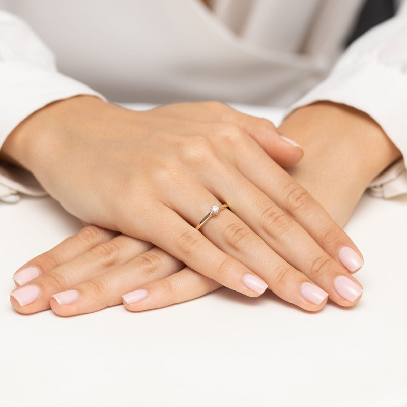 Inel Aur 9K cu Diamant Natural 0.10 ct, imaginea 4 din 8