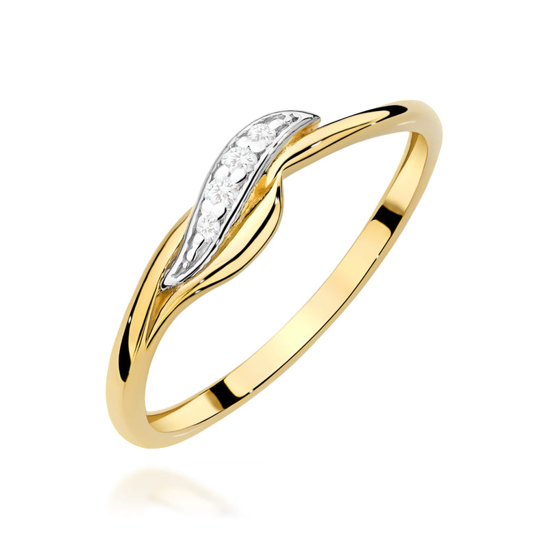 Inel Aur 9K cu Diamante Naturale 0.05 ct — Aur galben