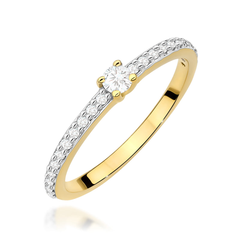 Inel Aur 9K cu Diamante Naturale 0.19 ct — Aur galben