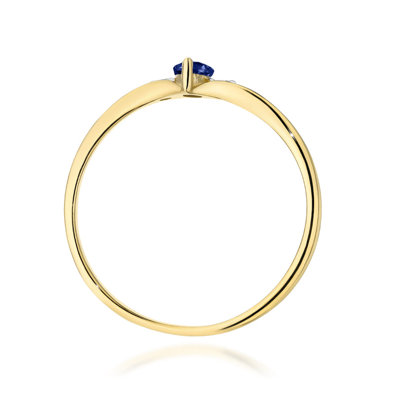 Inel Aur 9K cu Safir 0.30 ct si Diamante Naturale 0.04 ct, imaginea 3 din 8