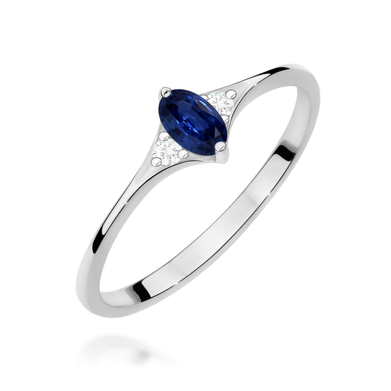 Inel Aur 9K cu Safir 0.30 ct si Diamante Naturale 0.04 ct, imaginea 5 din 8