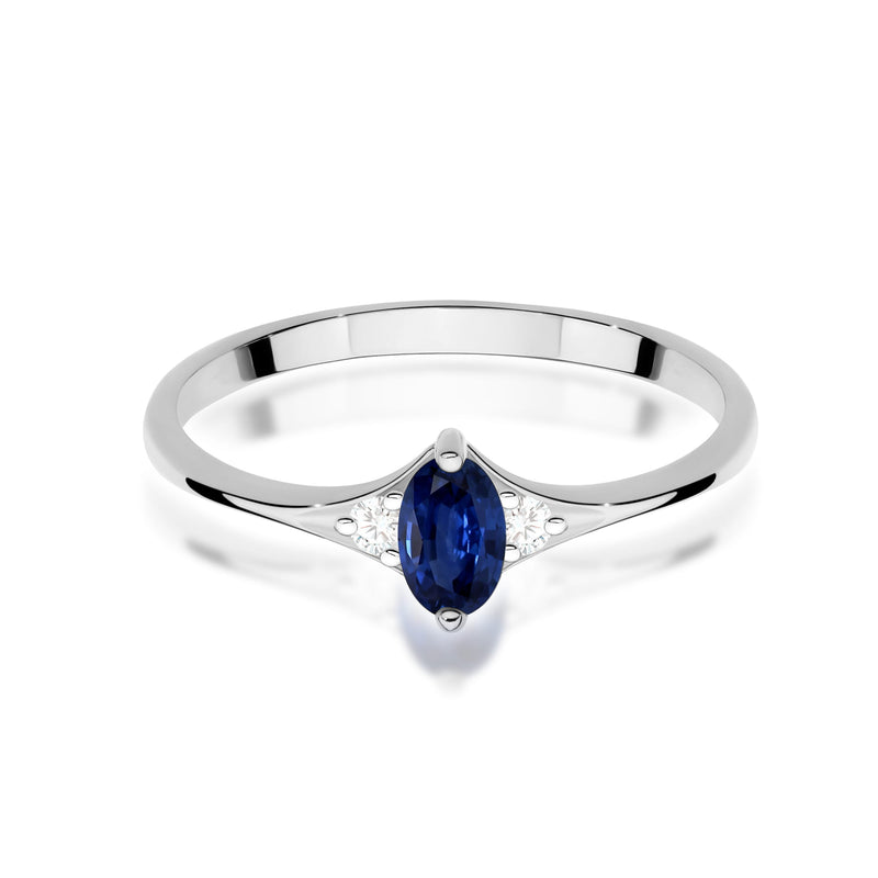 Inel Aur 9K cu Safir 0.30 ct si Diamante Naturale 0.04 ct, imaginea 6 din 8