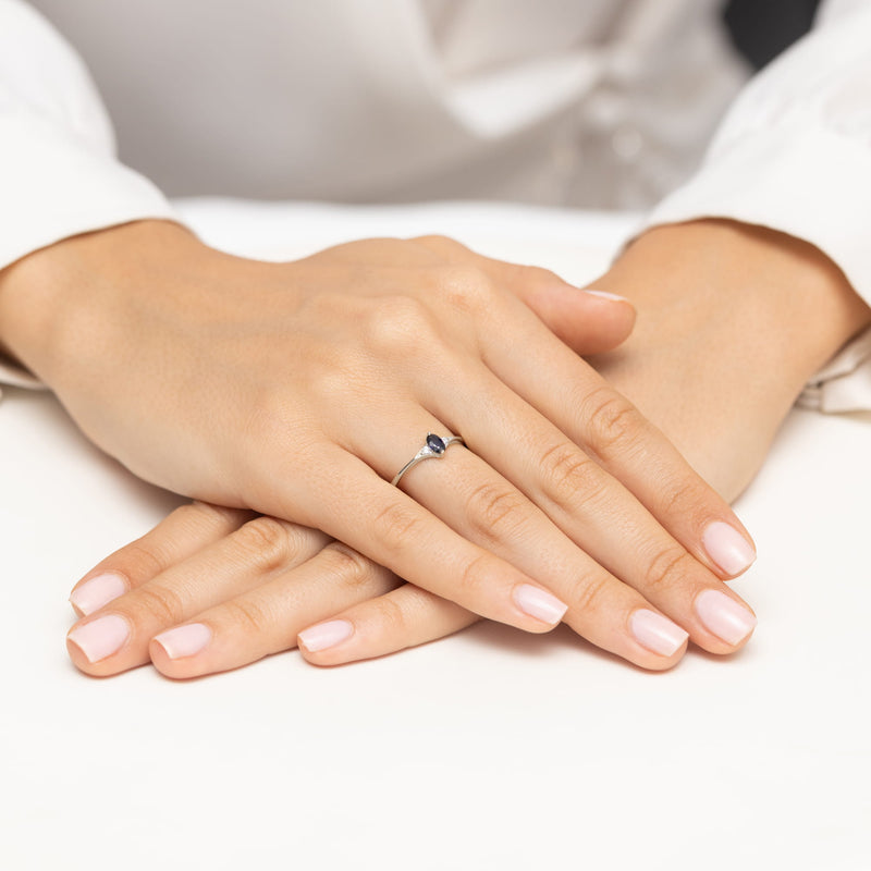 Inel Aur 9K cu Safir 0.30 ct si Diamante Naturale 0.04 ct, imaginea 8 din 8