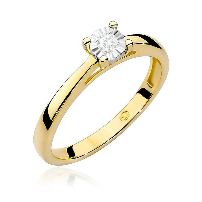 Inel Aur 9K cu Diamant de Laborator 0.08 ct — Aur galben