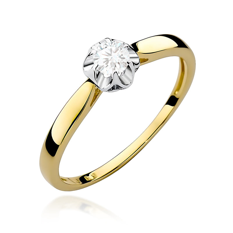 Inel Aur 9K cu Diamant de Laborator 0.15 ct — Aur galben