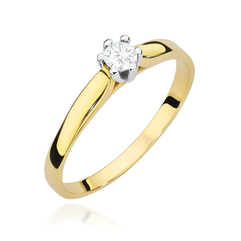 Inel Aur 9K cu Diamant de Laborator 0.15 ct — Aur galben