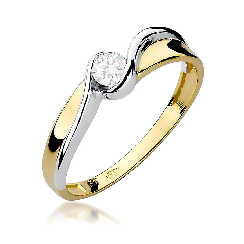 Inel Aur 9K cu Diamant de Laborator 0.15 ct — Aur galben
