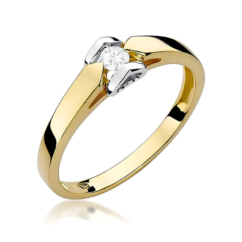 Inel Aur 9K cu Diamant de Laborator 0.10 ct — Aur galben