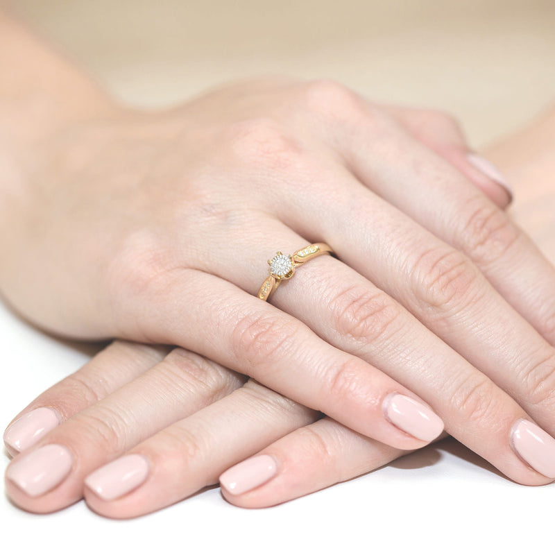 Inel Aur 9K cu Diamante de Laborator 0.13 ct, imaginea 4 din 8