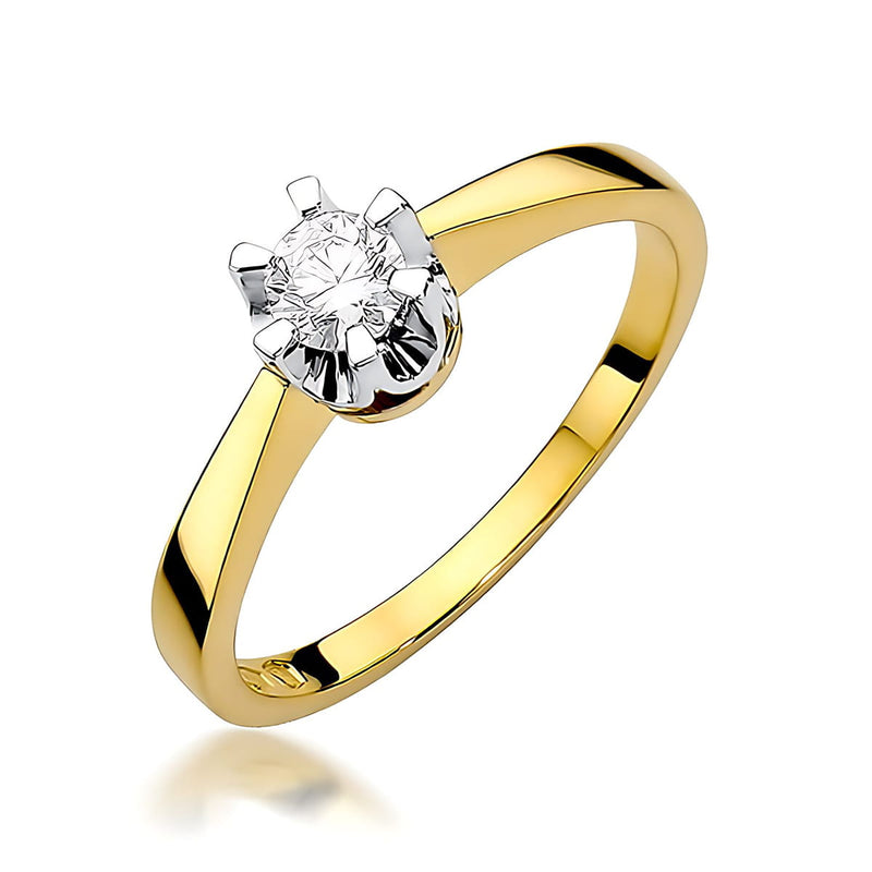 Inel Aur 9K cu Diamant de Laborator 0.25 ct — Aur galben