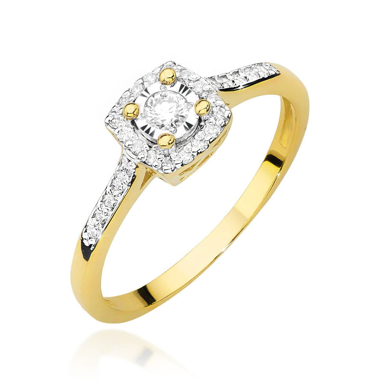 Inel Aur 9K cu Diamante de Laborator 0.21 ct — Aur galben