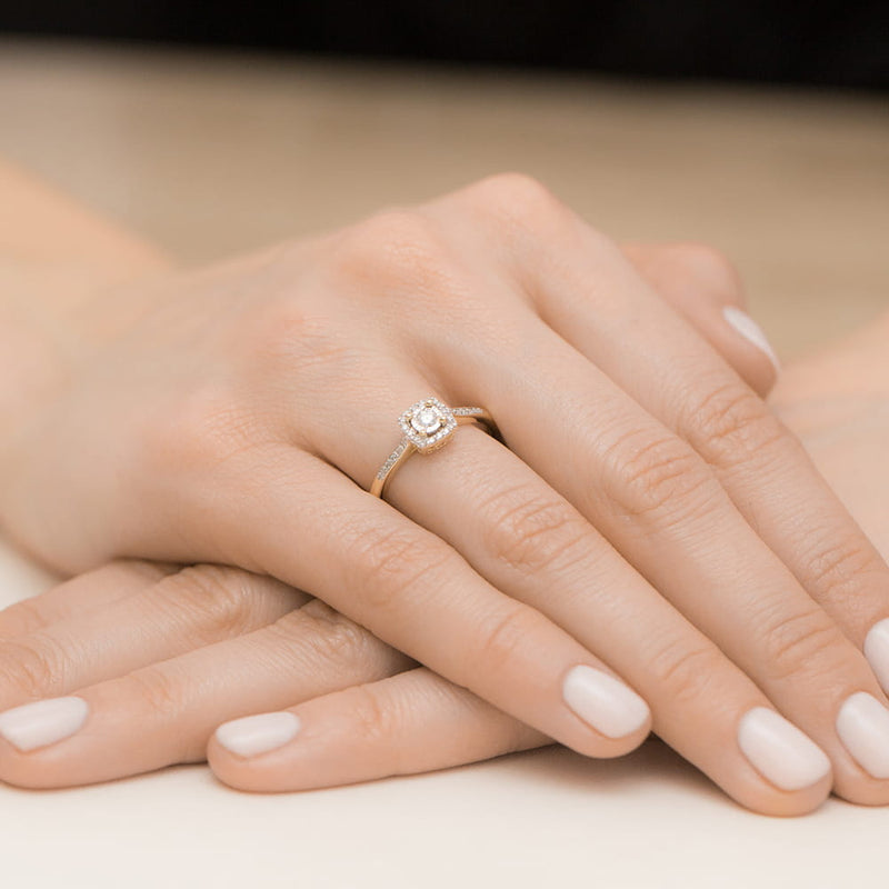 Inel Aur 9K cu Diamante de Laborator 0.21 ct, imaginea 4 din 8