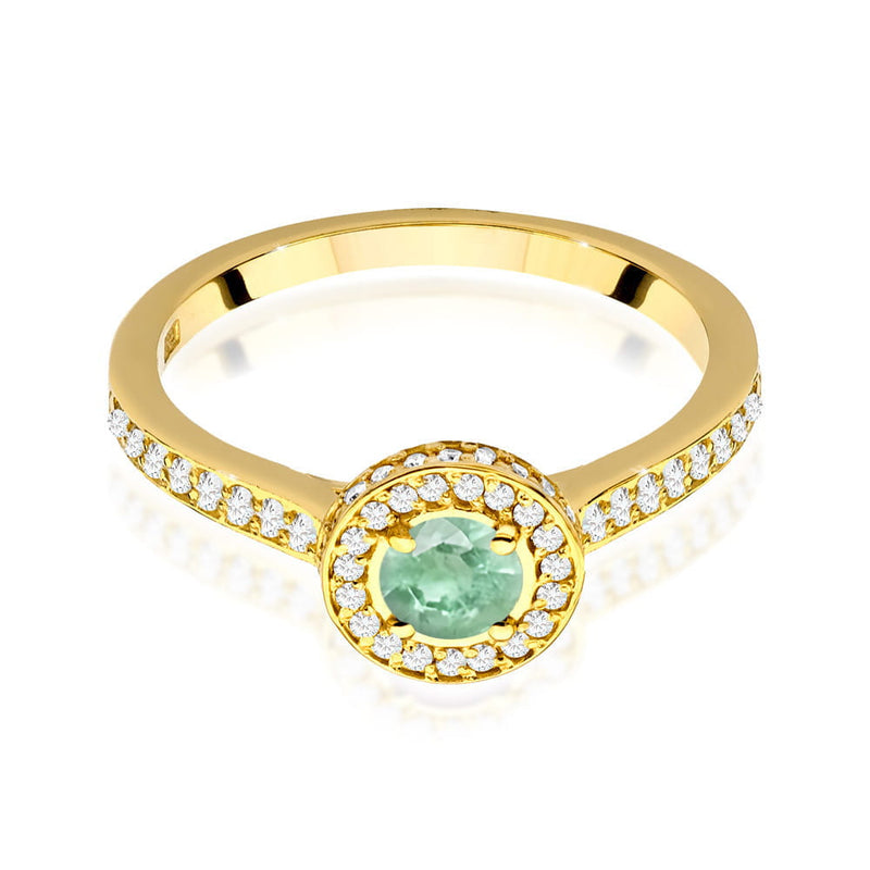 Inel Aur 9K cu Smarald 0.30 ct si Diamante Naturale 0.34 ct, imaginea 2 din 8