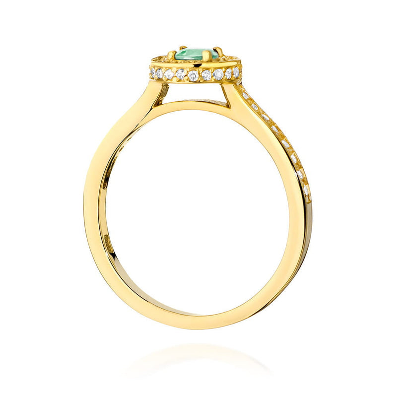 Inel Aur 9K cu Smarald 0.30 ct si Diamante Naturale 0.34 ct, imaginea 3 din 8