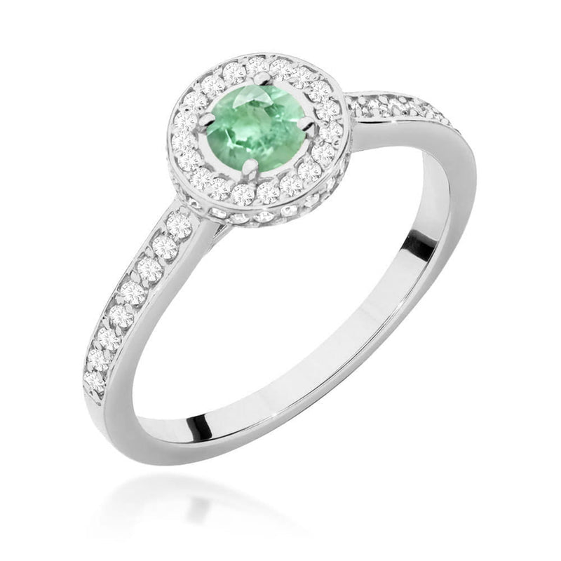 Inel Aur 9K cu Smarald 0.30 ct si Diamante Naturale 0.34 ct, imaginea 5 din 8