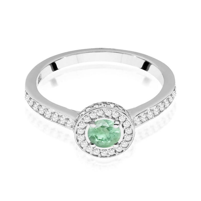 Inel Aur 9K cu Smarald 0.30 ct si Diamante Naturale 0.34 ct, imaginea 6 din 8