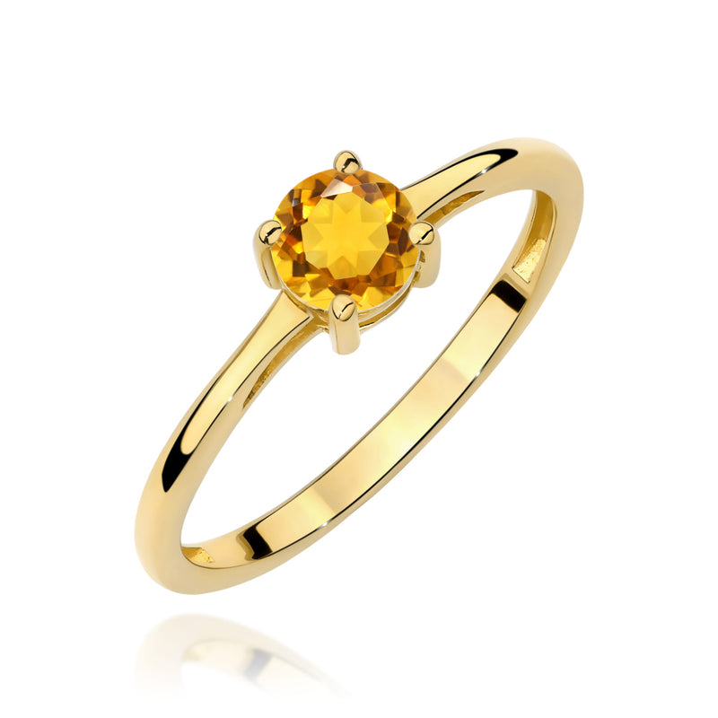 Inel Aur 9K cu Citrin 0.50 ct — Aur galben
