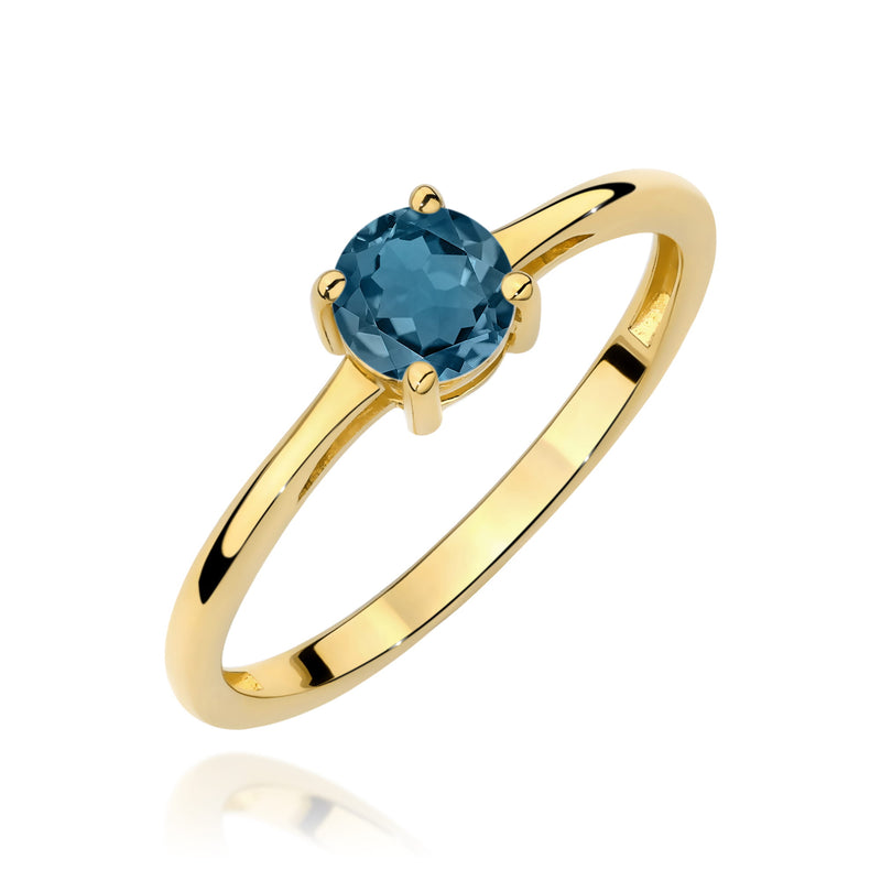 Inel Aur 9K cu Topaz London Blue 0.50 ct — Aur galben