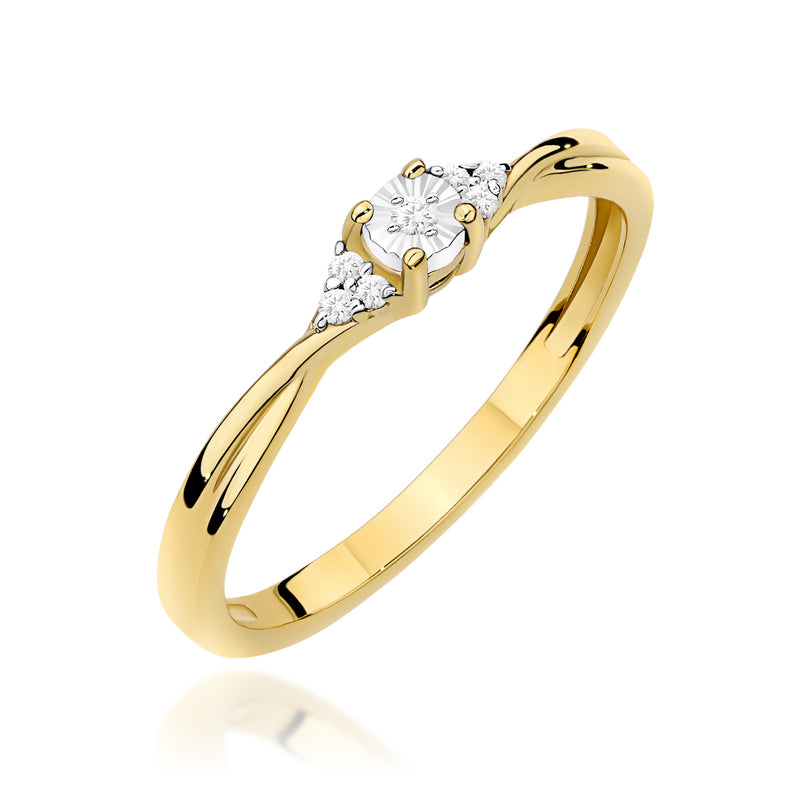 Inel Aur 9K cu Diamante Naturale 0.04 ct — Aur galben