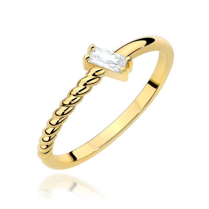 Inel Aur 9K cu Diamant Natural 0.13 ct — Aur galben