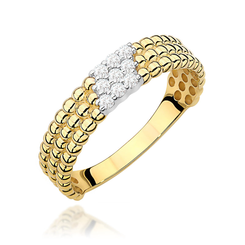 Inel Aur 9K cu Diamante Naturale 0.13 ct — Aur galben