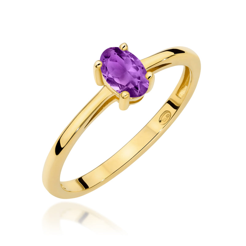 Inel Aur 9K cu Ametist 0.40 ct — Aur galben