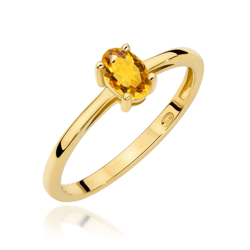 Inel Aur 9K cu Citrin 0.60 ct — Aur galben