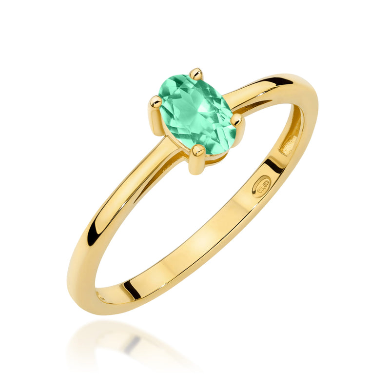 Inel Aur 9K cu Smarald 0.40 ct — Aur galben