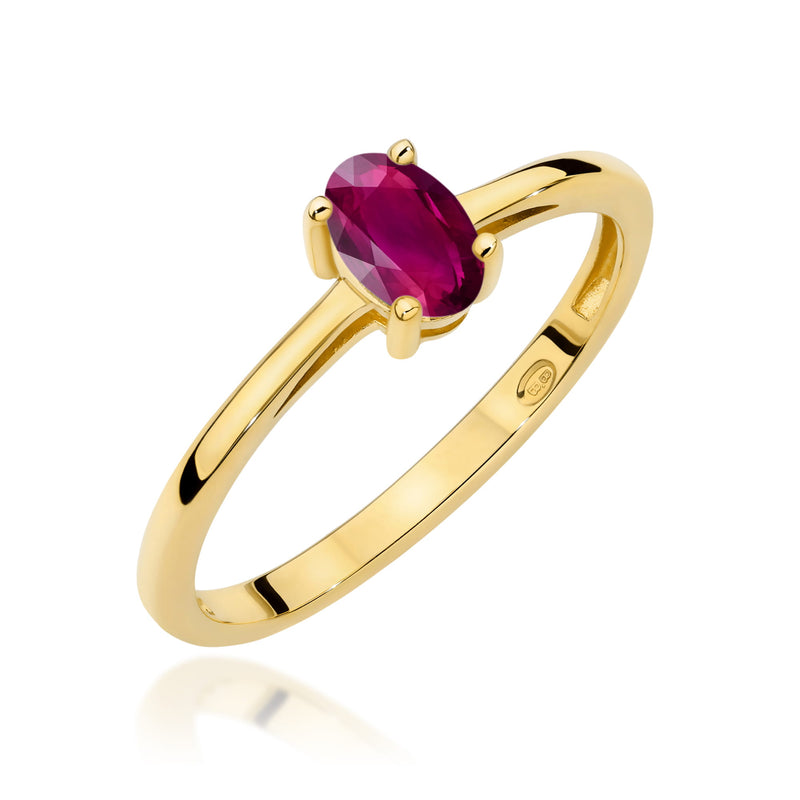 Inel Aur 9K cu Rhodolite 0.50 ct — Aur galben