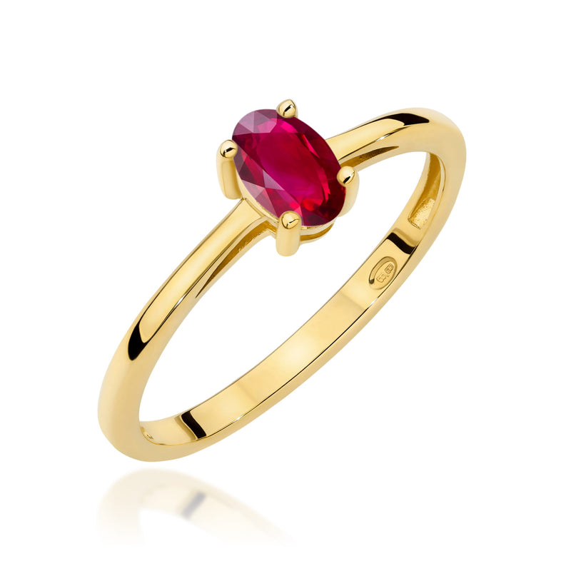 Inel Aur 9K cu Rubin 0.60 ct — Aur galben