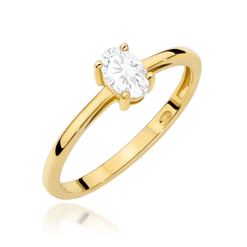 Inel Aur 9K cu Safir Alb 0.50 ct — Aur galben