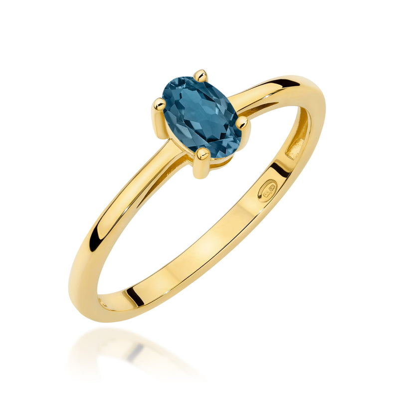 Inel Aur 9K cu Topaz London Blue 0.50 ct — Aur galben