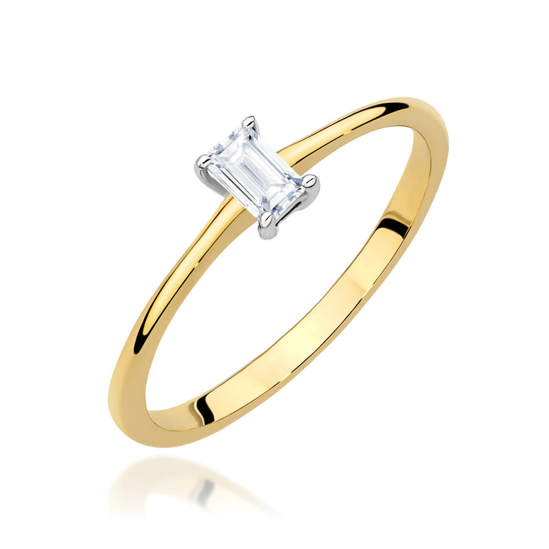Inel Aur 9K cu Diamant Natural 0.15 ct — Aur galben