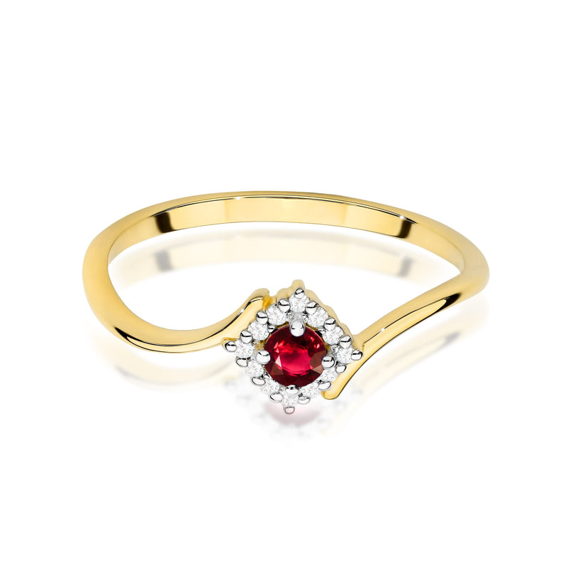 Inel Aur 9K cu Rubin 0.15 ct si Diamante Naturale 0.06 ct, imaginea 2 din 8