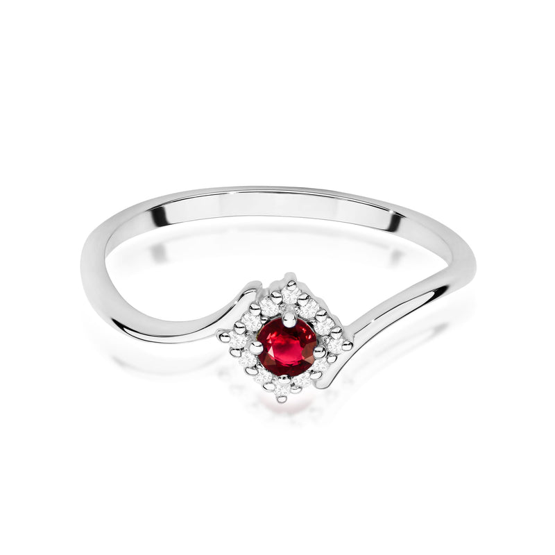 Inel Aur 9K cu Rubin 0.15 ct si Diamante Naturale 0.06 ct, imaginea 6 din 8