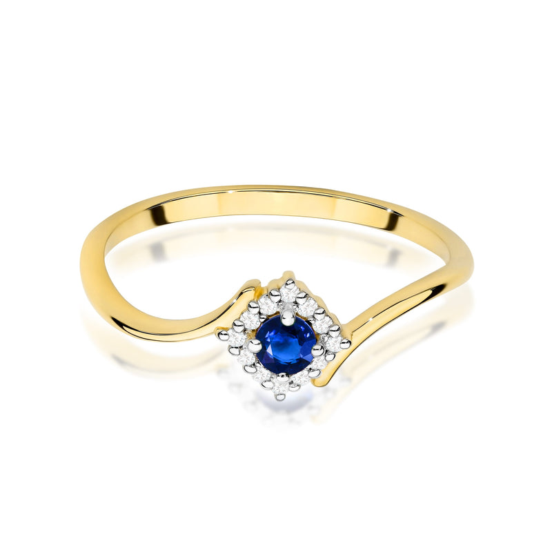 Inel Aur 9K cu Safir 0.15 ct si Diamante Naturale 0.06 ct, imaginea 2 din 8