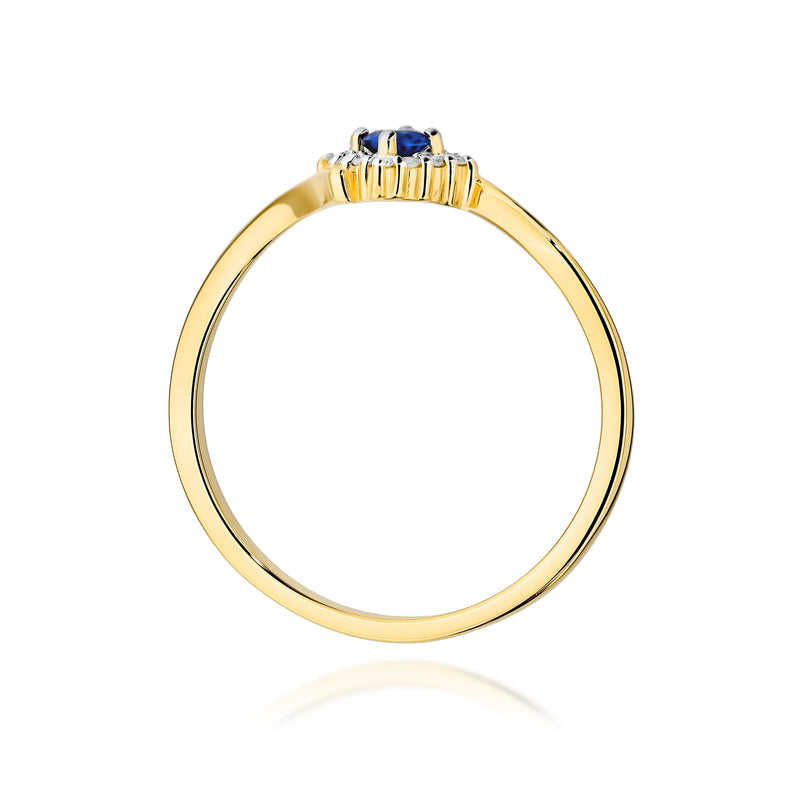 Inel Aur 9K cu Safir 0.15 ct si Diamante Naturale 0.06 ct, imaginea 3 din 8