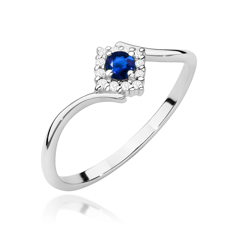Inel Aur 9K cu Safir 0.15 ct si Diamante Naturale 0.06 ct, imaginea 5 din 8