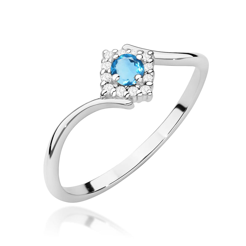Inel Aur 9K cu Topaz Swiss 0.15 ct si Diamante Naturale 0.06 ct, imaginea 5 din 8