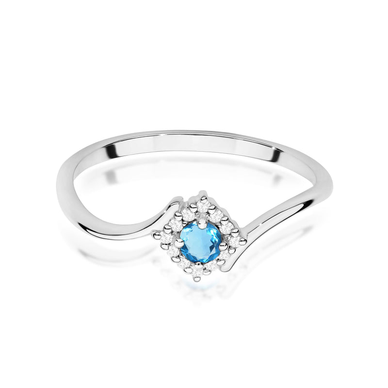 Inel Aur 9K cu Topaz Swiss 0.15 ct si Diamante Naturale 0.06 ct, imaginea 6 din 8
