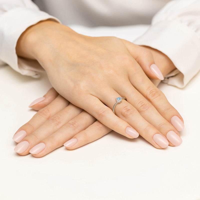 Inel Aur 9K cu Topaz Swiss 0.15 ct si Diamante Naturale 0.06 ct, imaginea 8 din 8